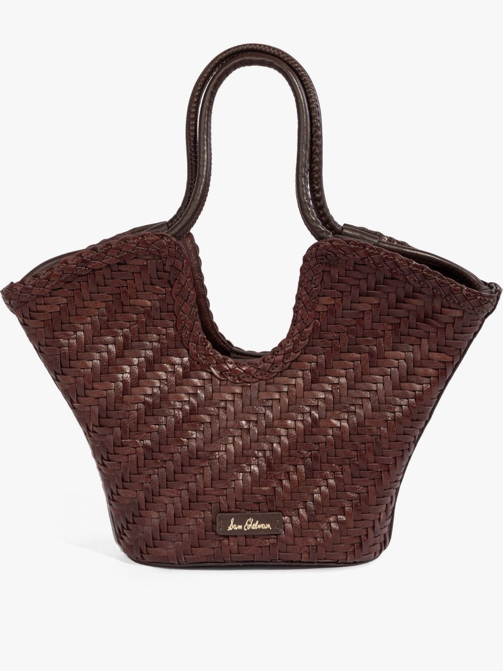 Sam Edelman Dark Brown Woven Leather Tote